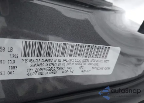 2020 Dodge Grand Caravan Gt from USA, damaged, VIN 2C4RDGEG8LR188027